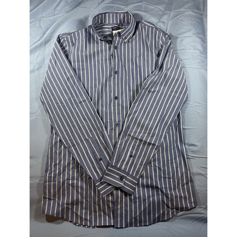Gap Men's Long Sleeve Blue Striped Button Up Size Medium Tall NWT
